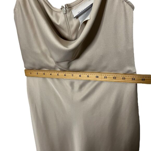 BHLDN Cali Satin Cowl Neck Slip Dress Champagne Women’s Size 14 Midi - Picture 13 of 14